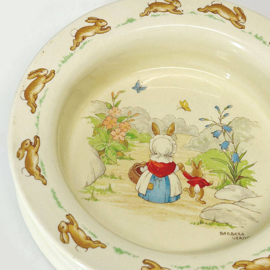 Royal Doulton Bunnykins Going Shopping Cereal Bowl Signed Vernon