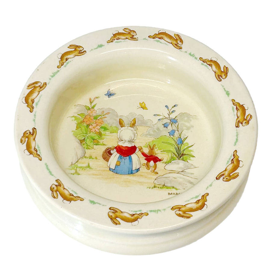 Royal Doulton Bunnykins Going Shopping Cereal Bowl Signed Vernon