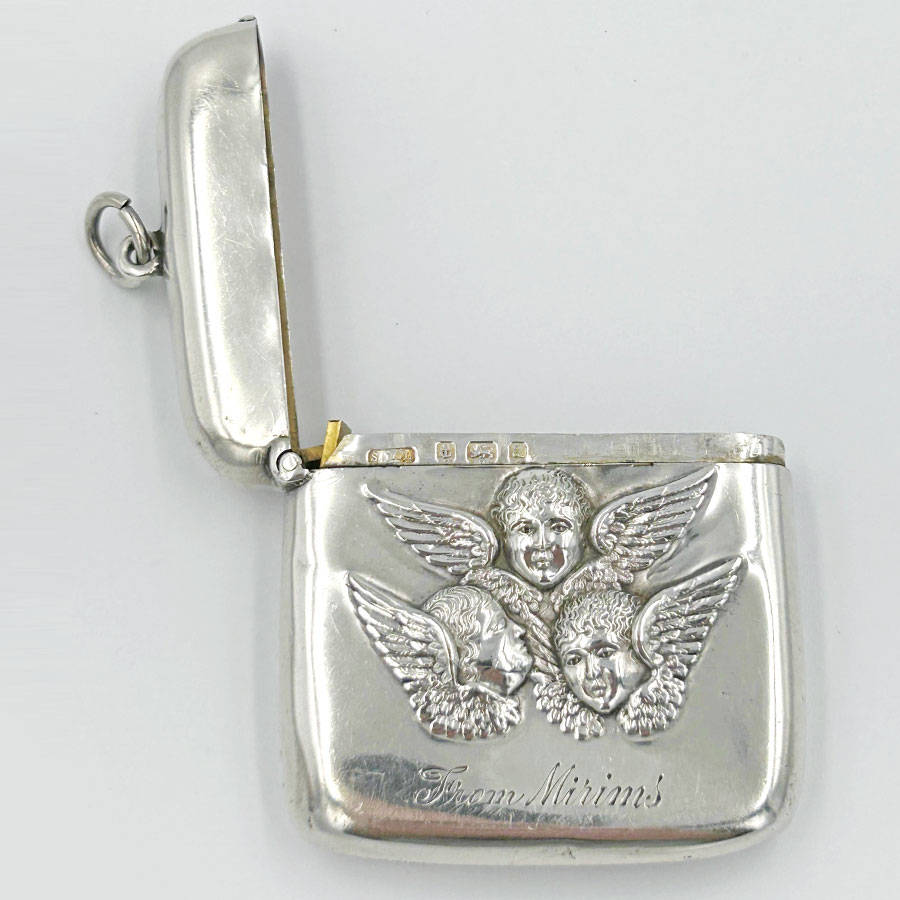Hallmarked Silver Vesta Case Reynolds Angels Birmingham 1900