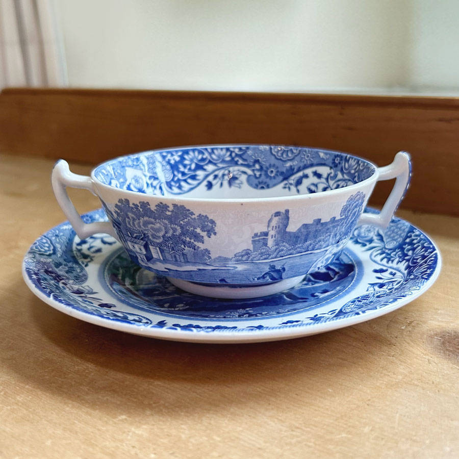 Copeland Spode Blue Italian Soup Coupe and Plate
