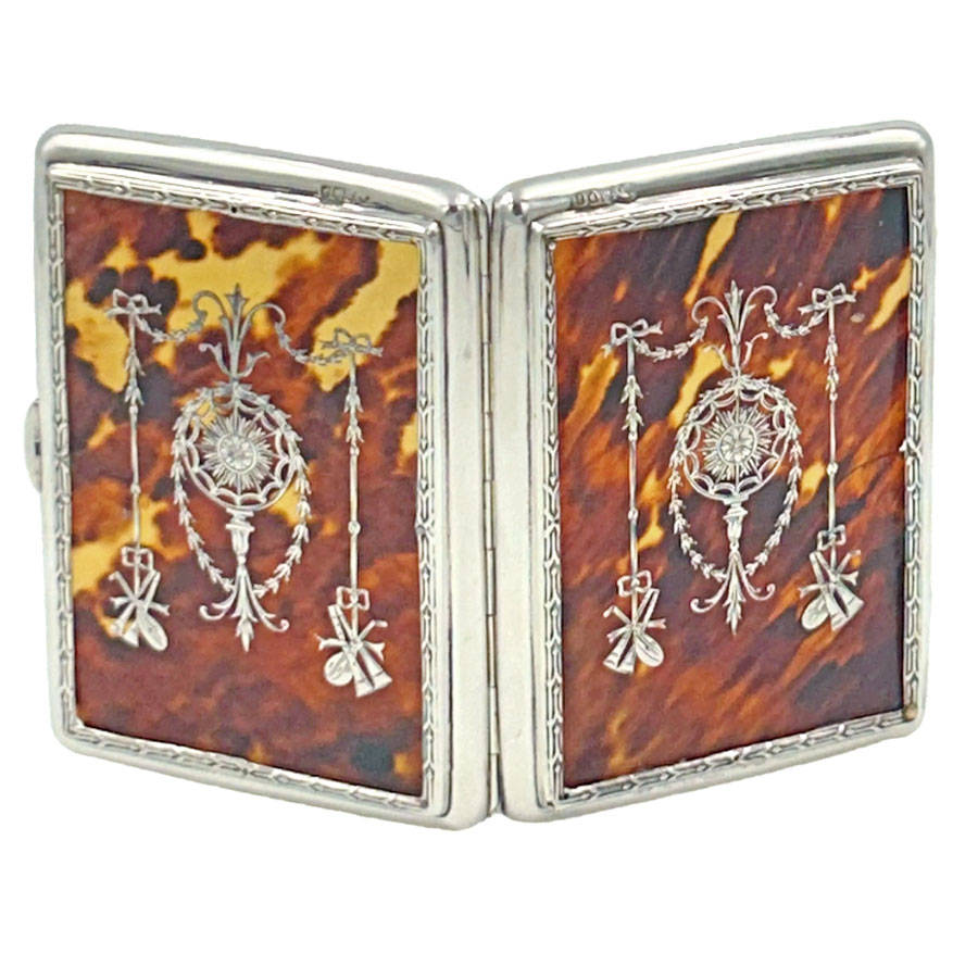 Hallmarked Silver Edwardian and Tortoise Shell Cigarette Box London 1910