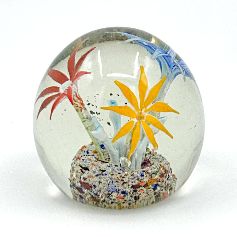 Murano Floral Art Glass Paperweight 20th