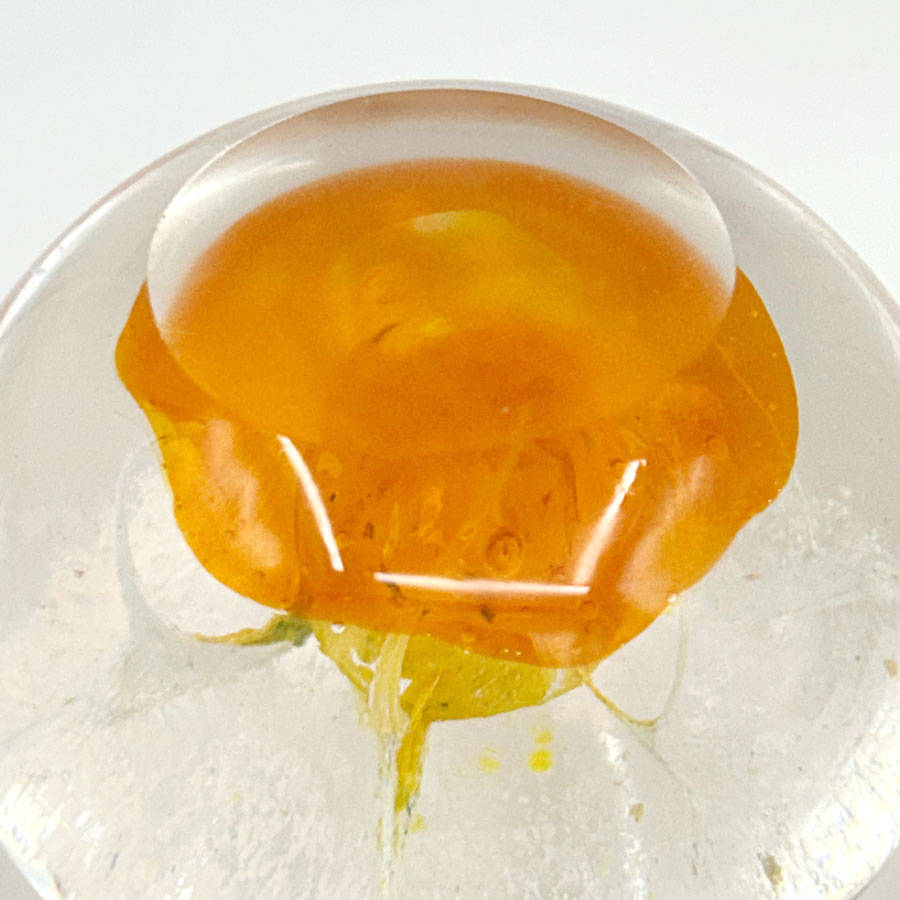 Murano Yellow Flower Art Glass Paperweight 20th