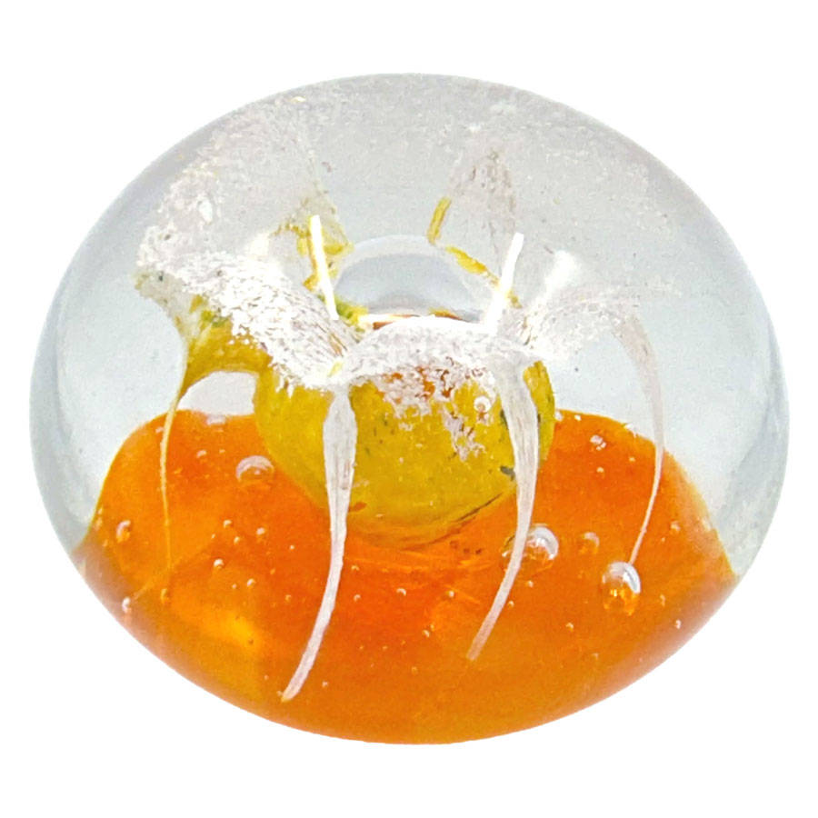 Murano Yellow Flower Art Glass Paperweight 20th