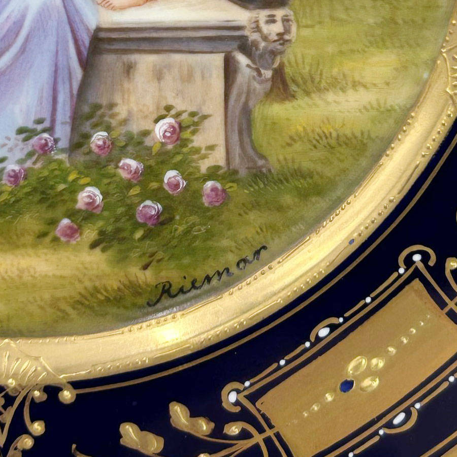 Royal Vienna Porcelain Cabinet Plate Signed Riemor Toh Liebe Dich 19th