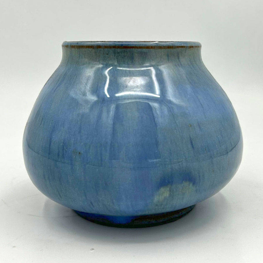 Linnware Round Vase Mottled Blue Grey Glaze