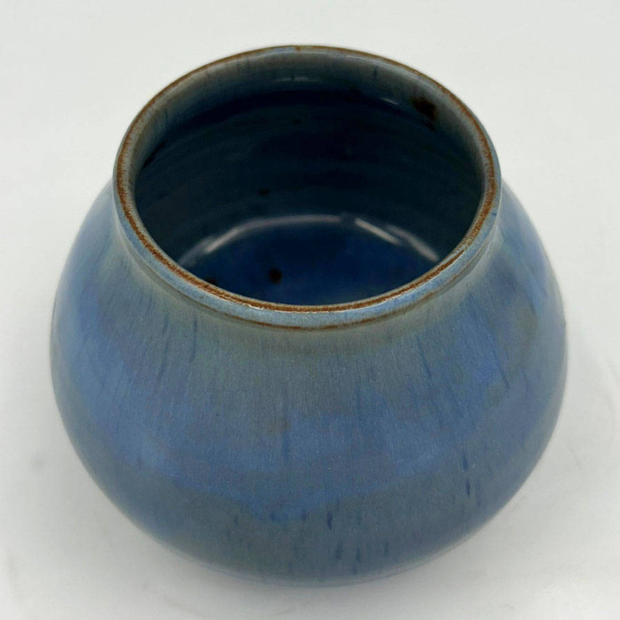 Linnware Round Vase Mottled Blue Grey Glaze