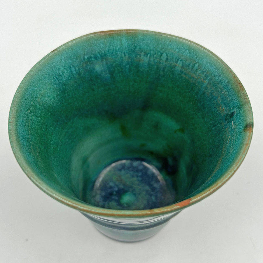 Linnware Stepped Vase Green Glaze