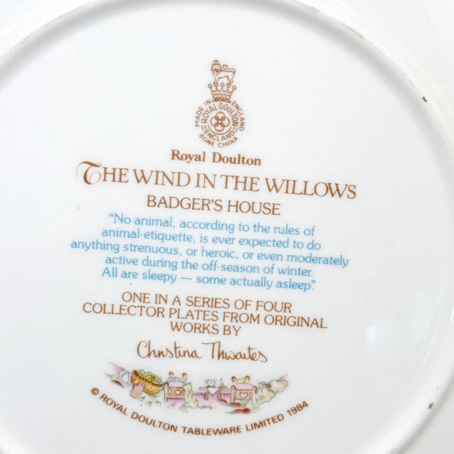 Royal Doulton Wind In The Willows Badgers House  Plate