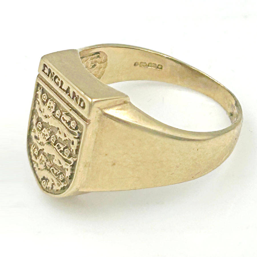 9 Carat Gold Mens Signet Ring England Crest