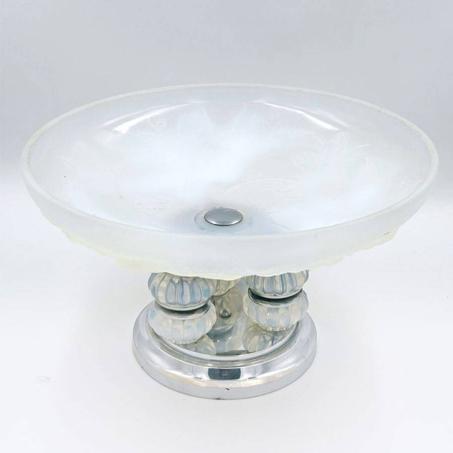 Art Deco Julien Vaseline Glass Tazza C1930
