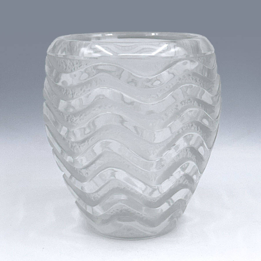 Lalique France Meandres French Art Glass Vase C1950