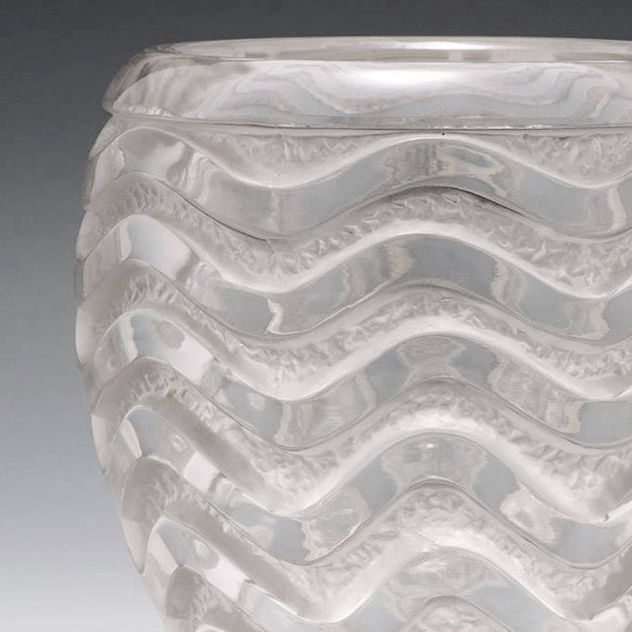 Lalique France Meandres French Art Glass Vase C1950