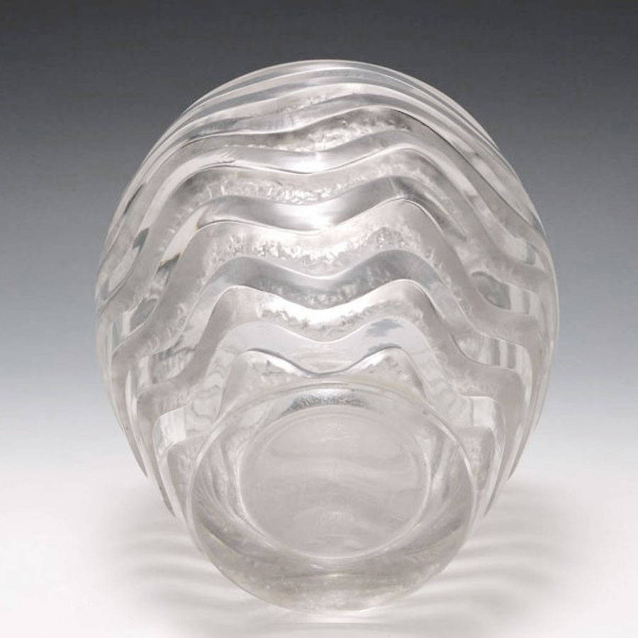 Lalique France Meandres French Art Glass Vase C1950