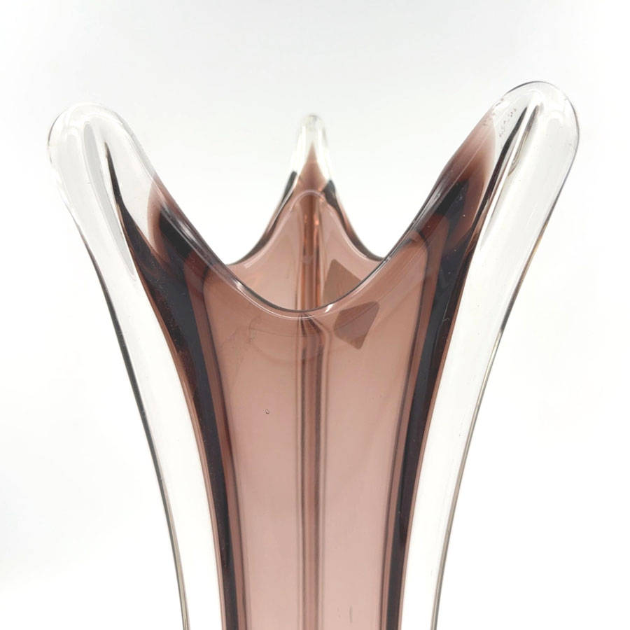 Murano Seguso Sommerso Amber Cased Glass Vase C1970