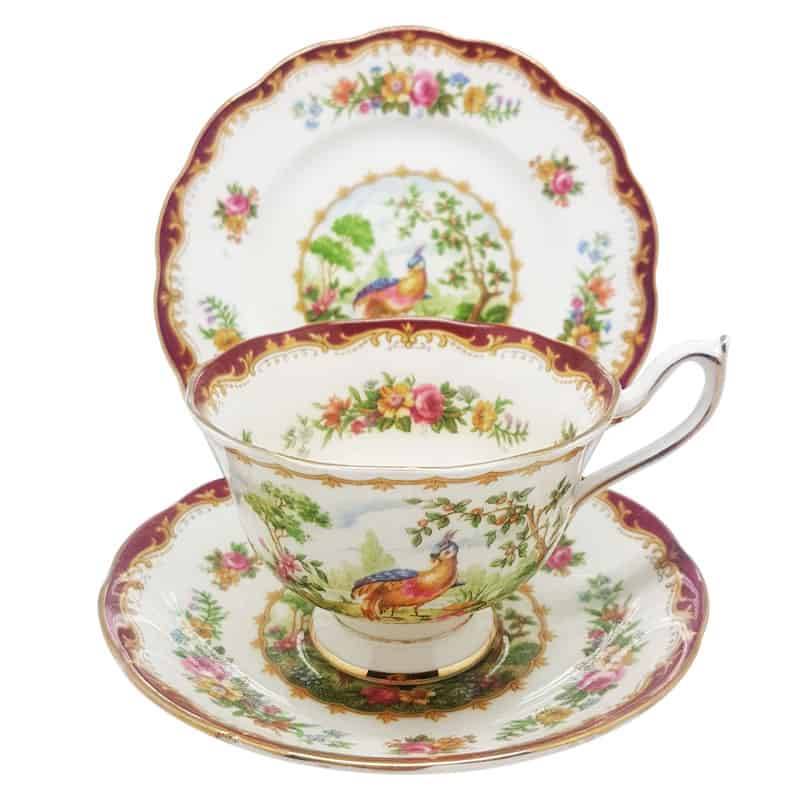 Royal Albert Chelsea Bird Trio Maroon Avon