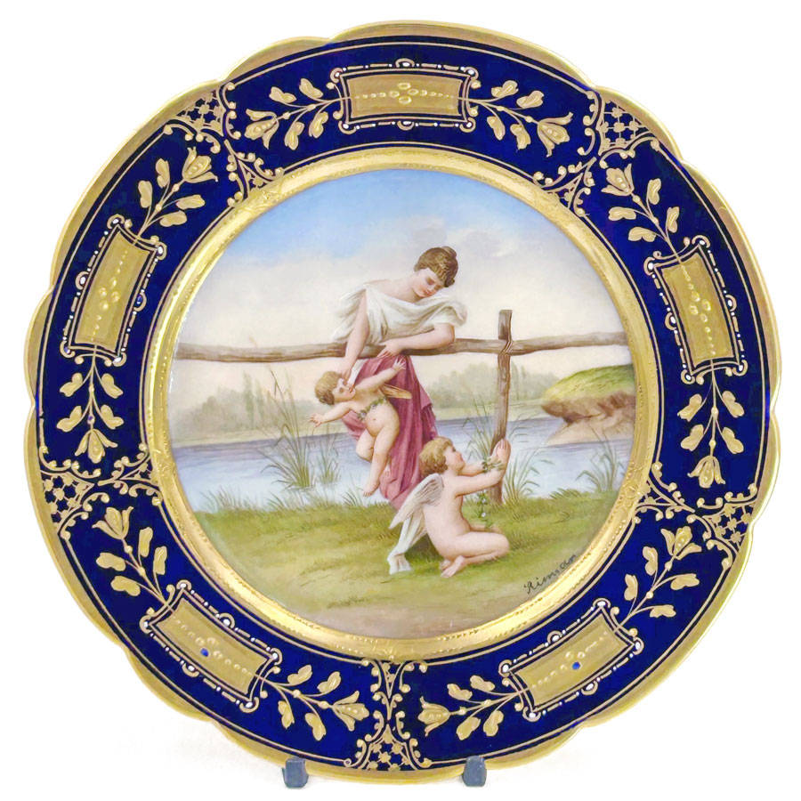 Royal Vienna Porcelain Cabinet Plate Signed Riemor Gefangen 19th