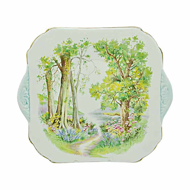 Shelley Woodlands Pattern Large Cake Plate