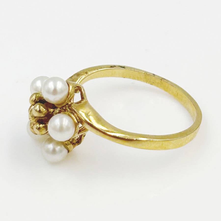 14ct Gold Pearl Cluster Daisy Cocktail Ring