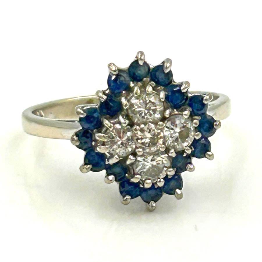 18ct Gold Diamond And Sapphire Cluster Ring