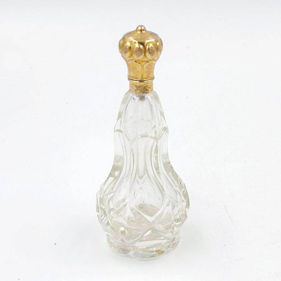 18ct Gold Mounted Rock Crystal Perfume Bottle Victorian C1890