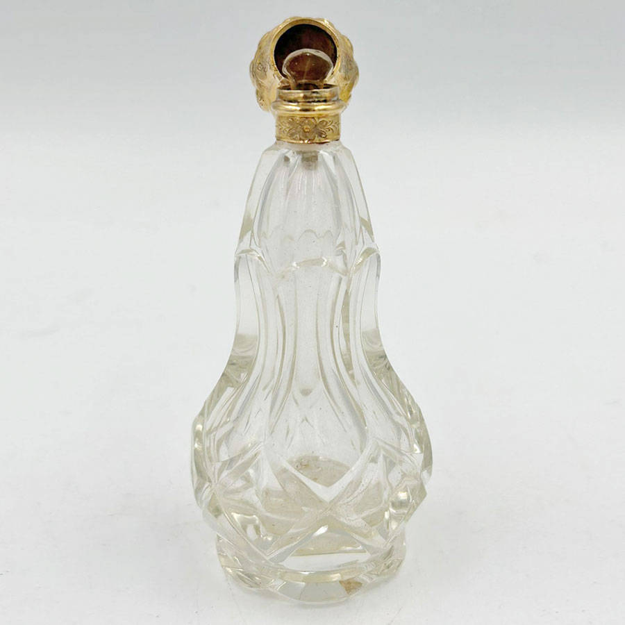 18ct Gold Mounted Rock Crystal Perfume Bottle Victorian C1890