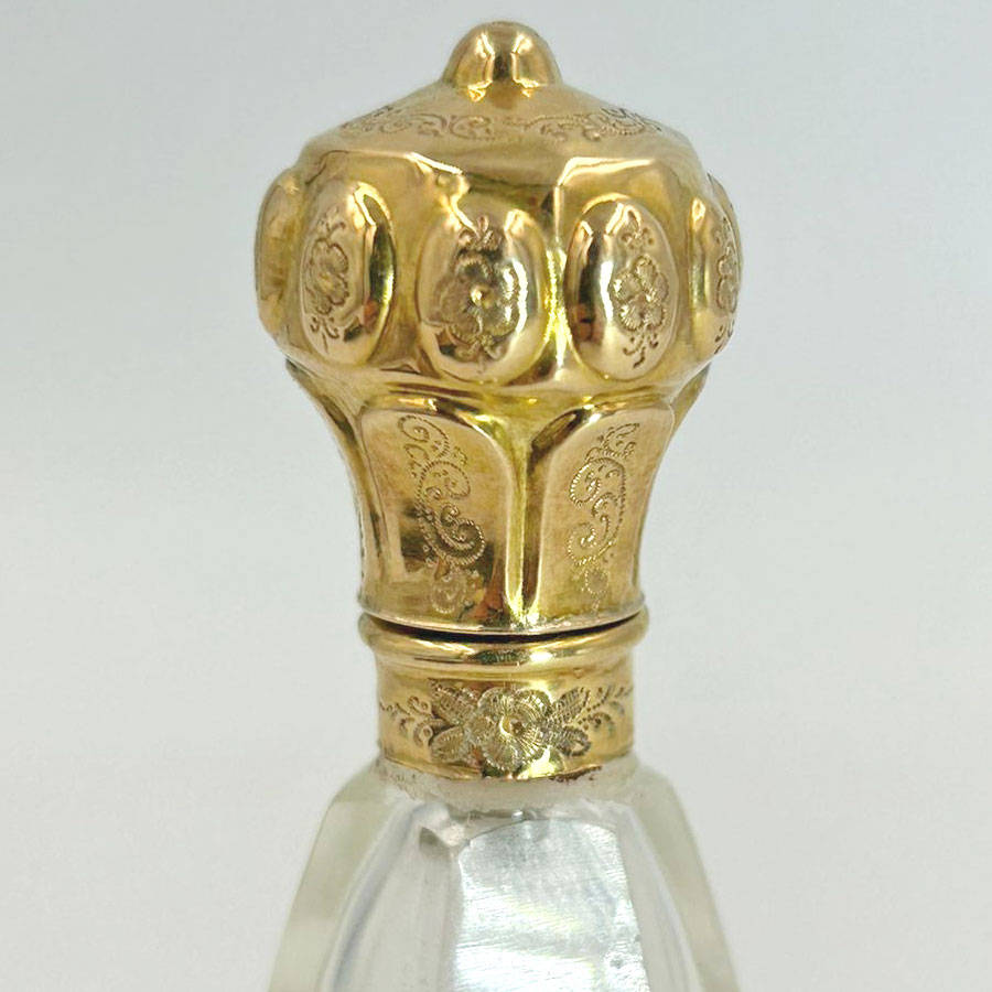 18ct Gold Mounted Rock Crystal Perfume Bottle Victorian C1890