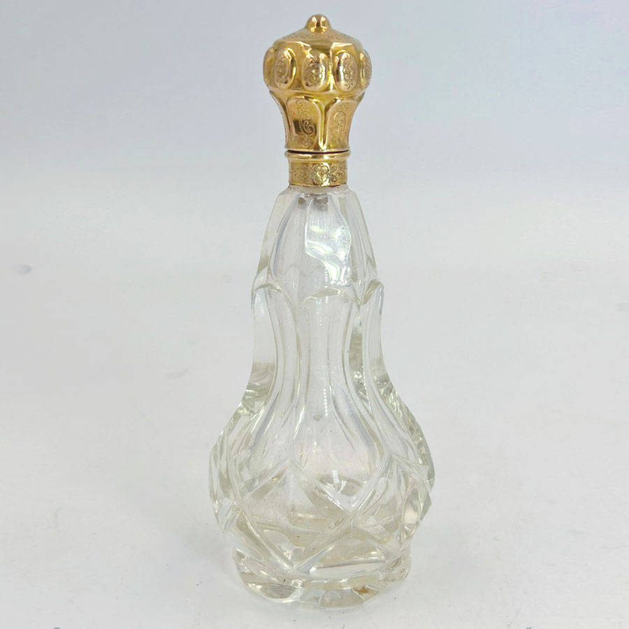 18ct Gold Mounted Rock Crystal Perfume Bottle Victorian C1890
