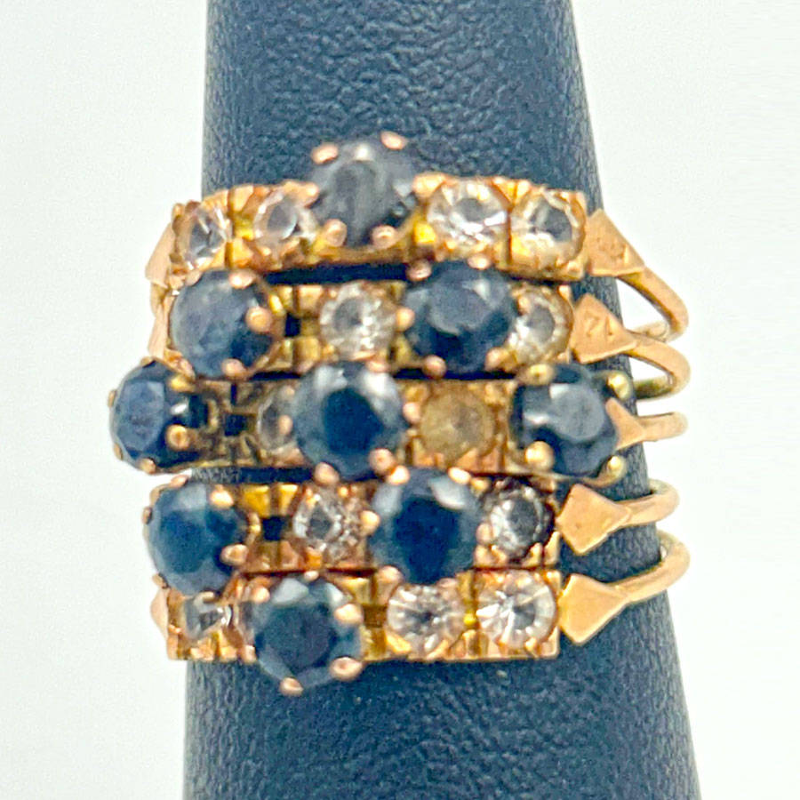 9ct Gold Gypsy Ring Garnet and White Sapphire
