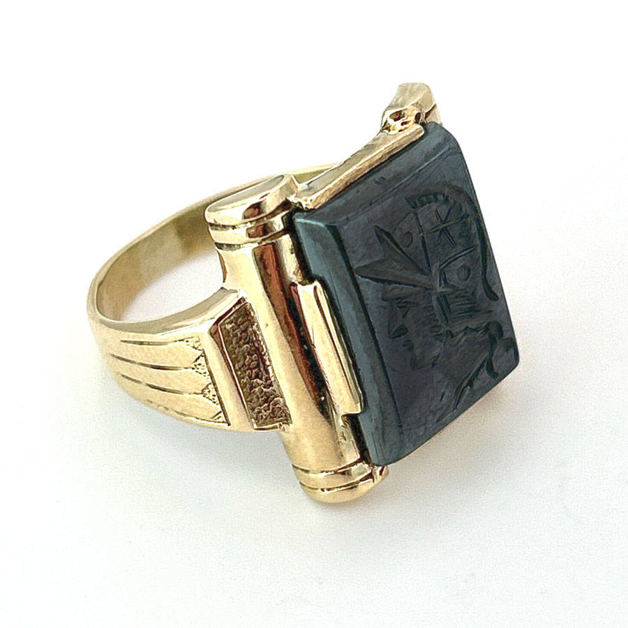 9ct Gold Hematite Roman Soldier Intaglio Ring