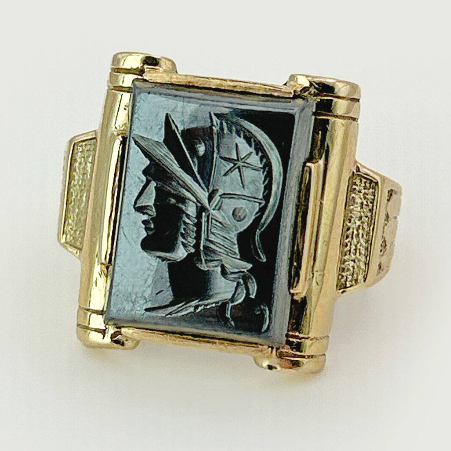 9ct Gold Hematite Roman Soldier Intaglio Ring