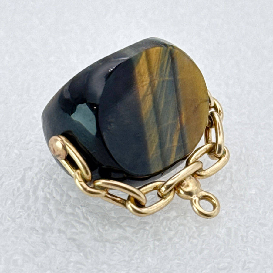 9ct Gold Swivel Tigers Eye Fob Seal