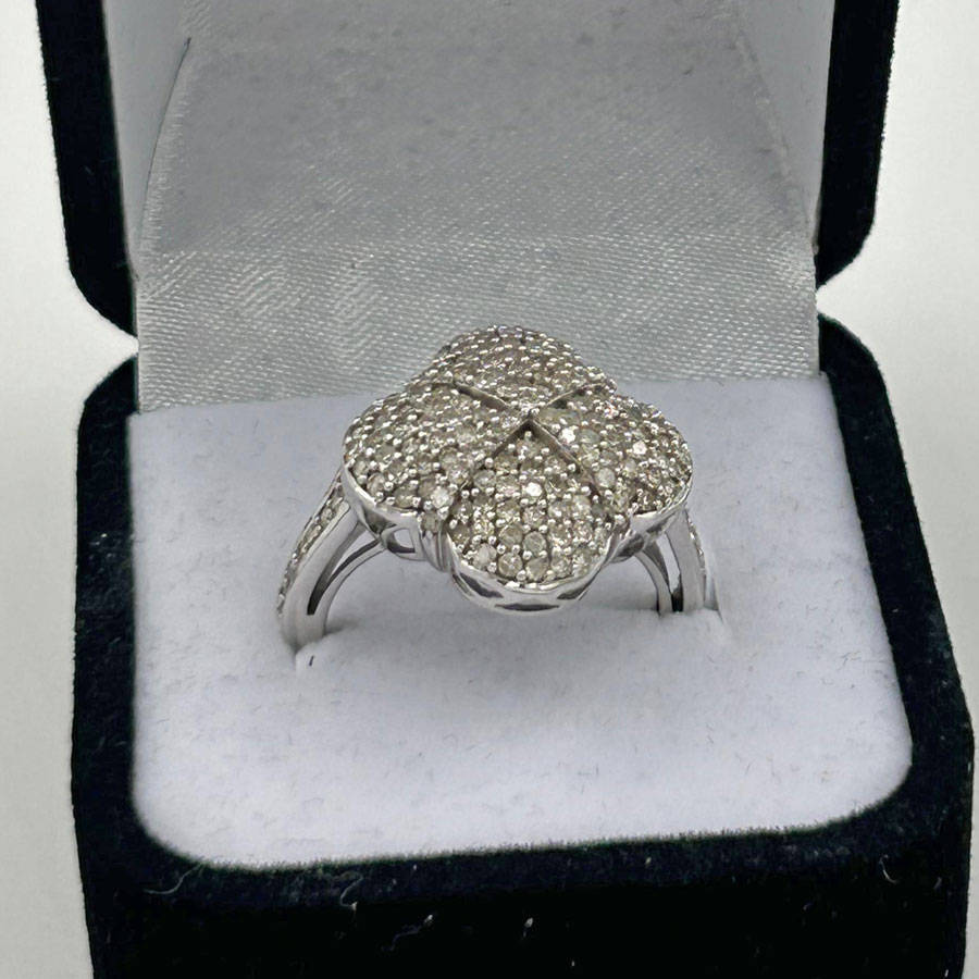 9ct White Gold Diamond Cluster Ring