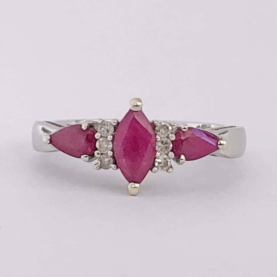 9ct Gold Marquise Ruby And Diamond Ring