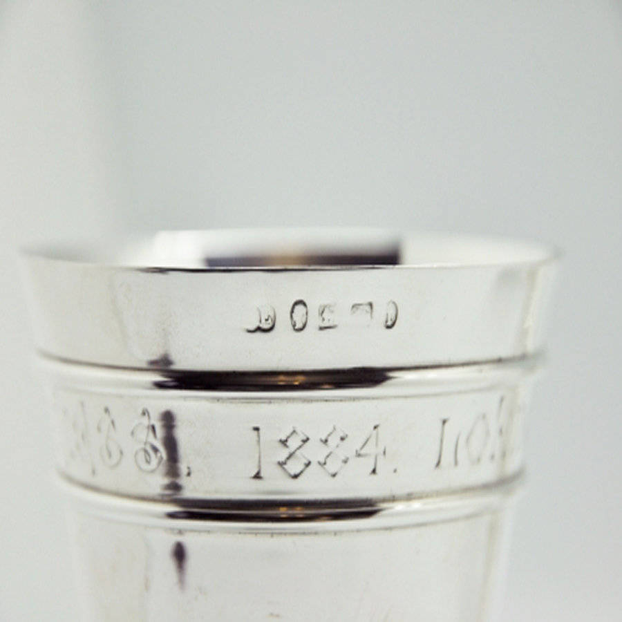 Pair Victorian Silver Beakers Birmingham 1882 Elkington
