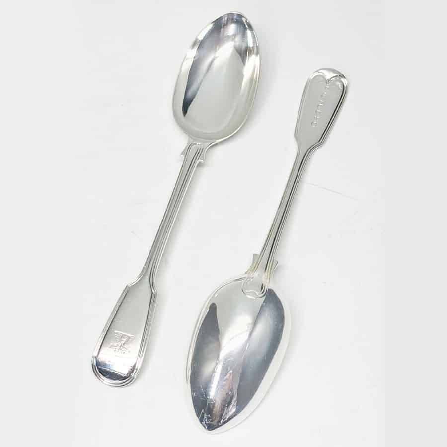 Antique Silver Victorian Fiddle and Thread Service Spoons 1865