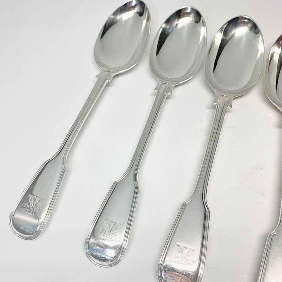 Antique Silver Victorian Fiddle and Thread Service Spoons 1865