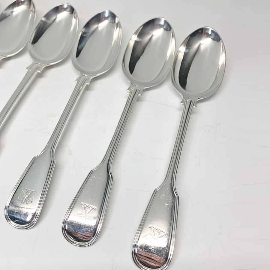 Antique Silver Victorian Fiddle and Thread Service Spoons 1865