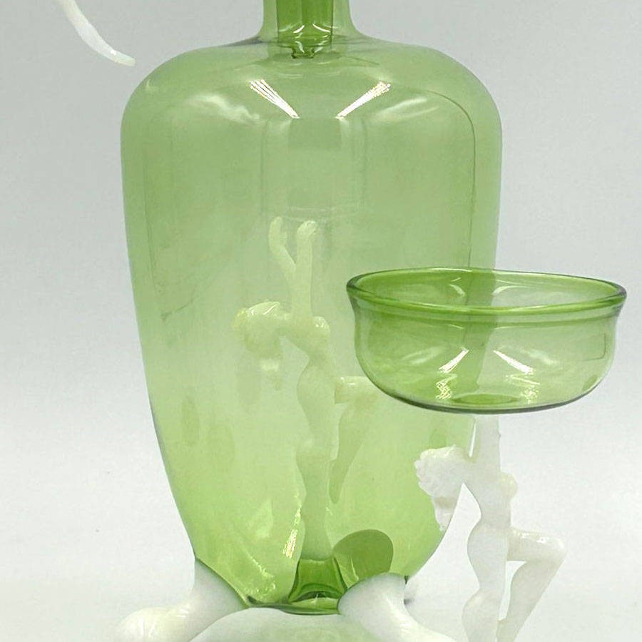 Art Deco Bimini Lauscha Dancer Glass Decanter Set Austria 1920