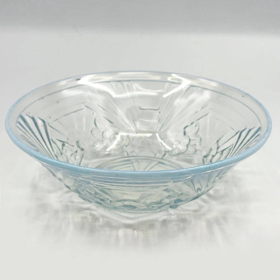 Art Deco Opalescent Jobling Glass Flower Range Bowl C1930