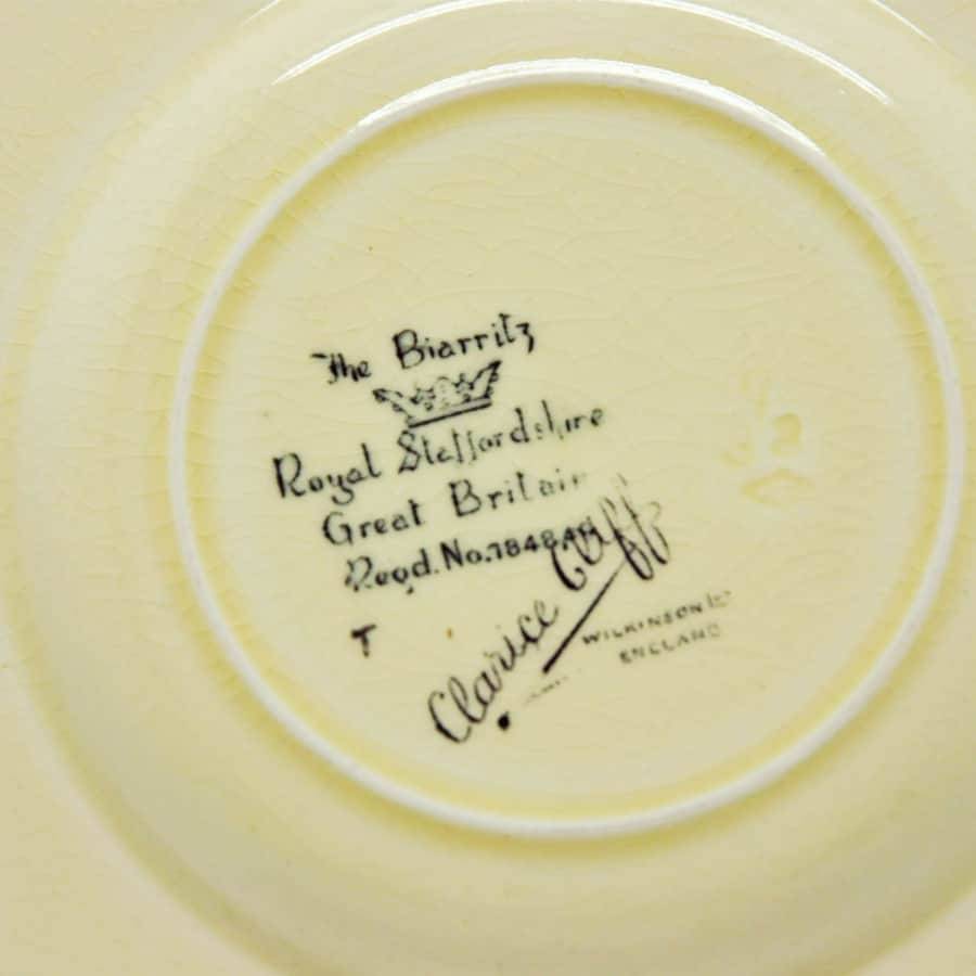 Clarice Cliff Biarritz Pattern Soup Coupe and Saucer
