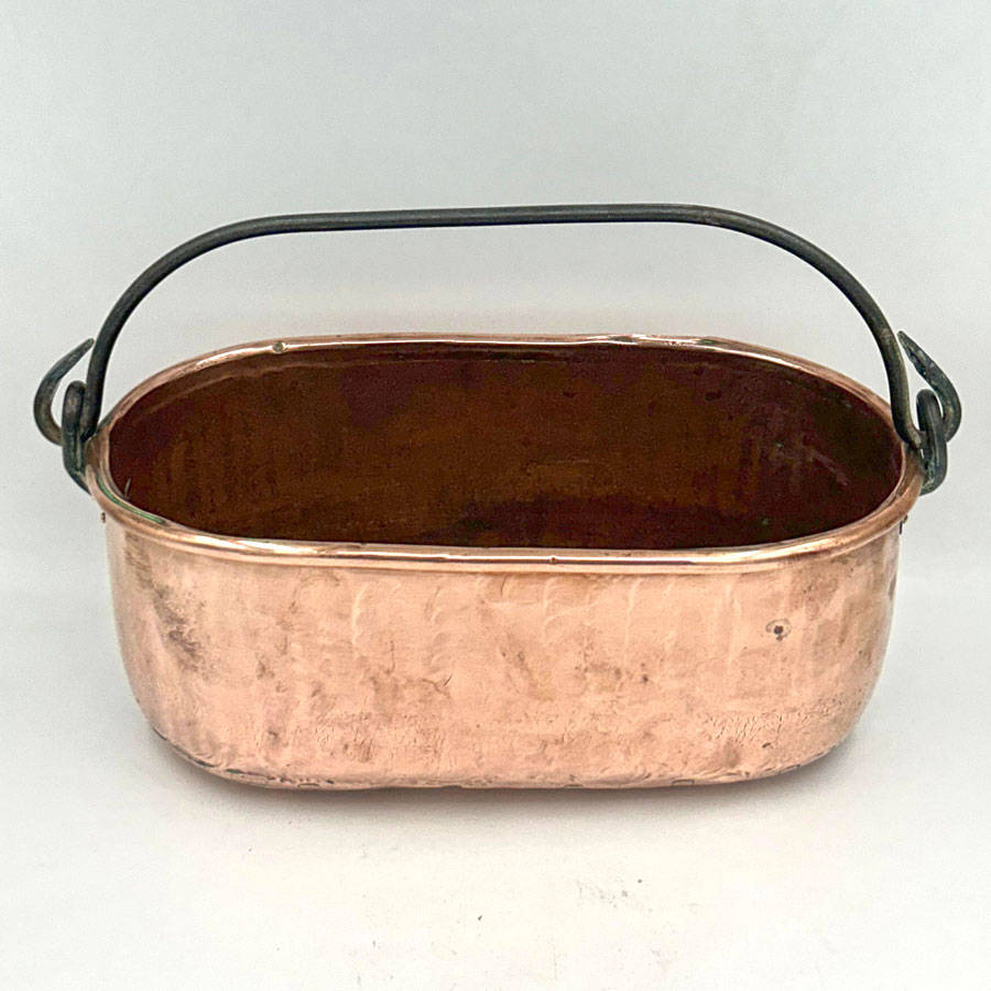 Copper Rectangular Tub With White Metal Handle