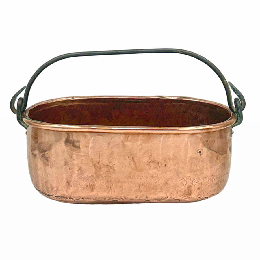 Copper Rectangular Tub With White Metal Handle