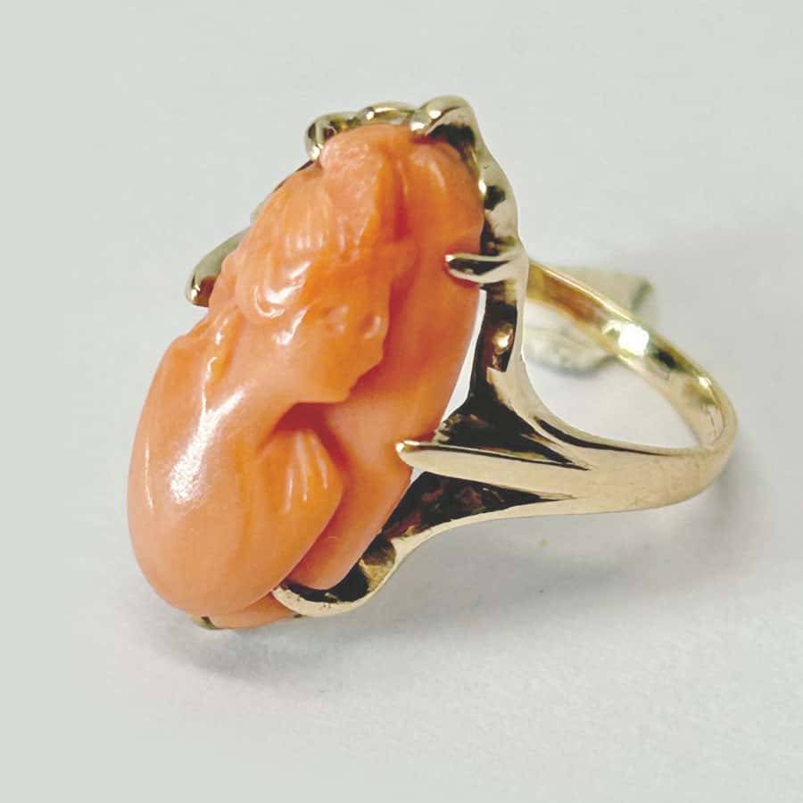 10ct Gold Coral Cameo Ring