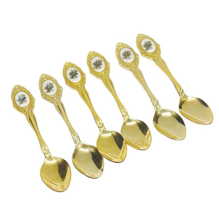 Eetrite 24ct Gold Plated Tea Spoons Royal Albert Moonlight Rose