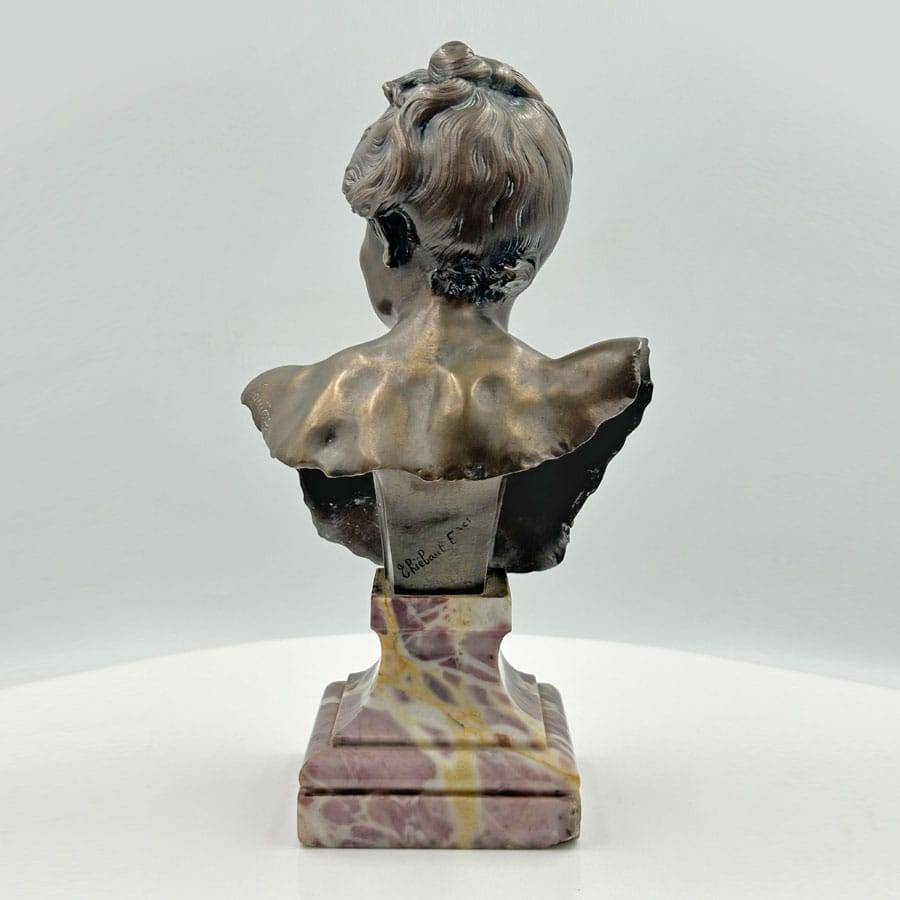 French Patinated Bronze Bust Of A Lady By Thiebaut Freres