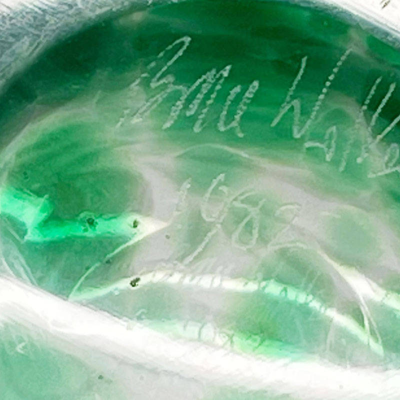 Green Art Glass Vase Etched Maiden William Walker