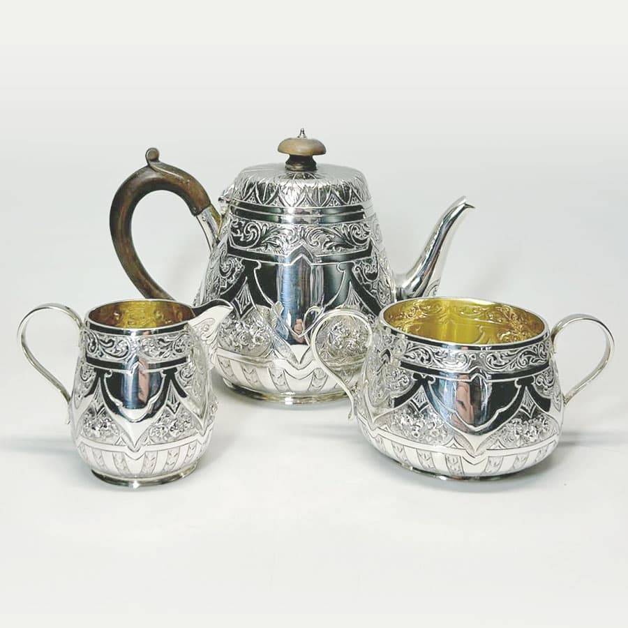 Hallmarked Silver Bachelor Tea Set London 1884