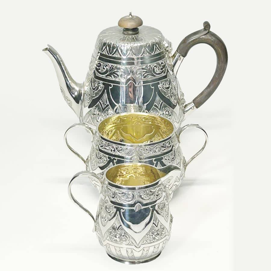 Hallmarked Silver Bachelor Tea Set London 1884