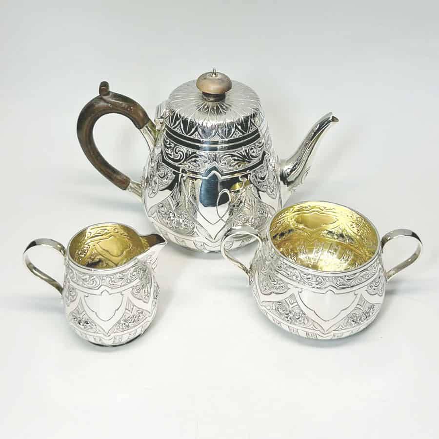 Hallmarked Silver Bachelor Tea Set London 1884
